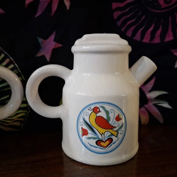 Vintage Milk Pail Salt And Pepper Shakers Pitcher Dutch Sign Pheasant Heart - Picture 3 of 16